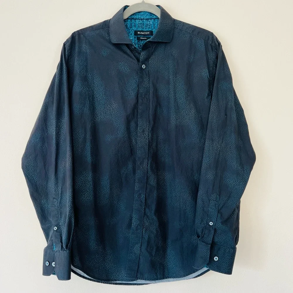 Bugatchi Shaped Fit Print Button down Shirt - Picture 3 of 6